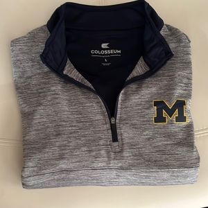 Michigan Wolverines Colosseum Gray/Blue Long Sleeve Quarter Zip Size Large